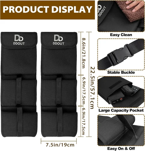 Imagen 2 del producto Estante para pistola de camión de 2 piezas, estante plegable para pistola del respaldo del coche, bolsa de almacenamiento ajustable para pistola del asiento trasero del camión, se adapta a la mayoría de los vehículos/SUV/Pickups