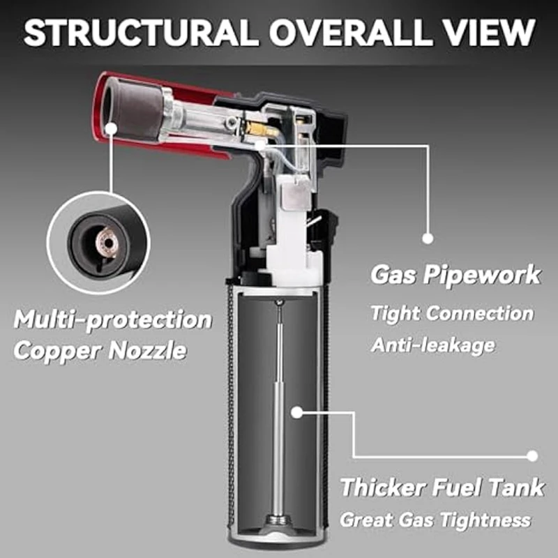 Antorcha portátil de llama de chorro, 2 piezas, ajustable, para acampar, parrilla, hornear, soldadura, fácil de instalar, fácil de usar