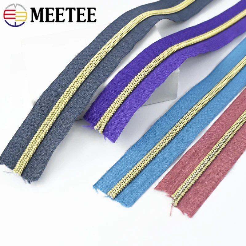 2/5/8/10M Meetee 5# Nylon Zippers Tape Plastic Zips Coil By Meter for Bag Clothes Zip Sewing Grament Repair Kit DIY Accessories