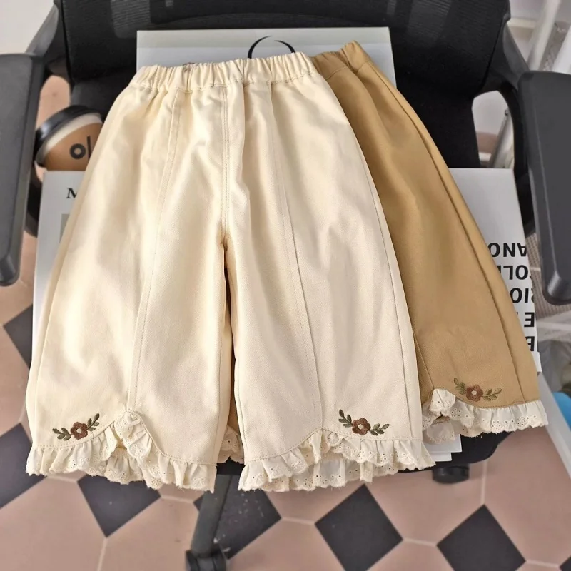 

Girls' Embroidered Casual Pants 2026 New Autumn Baby Style Lace Straight Leg Pants Children's Korean Version Autumn Pants
