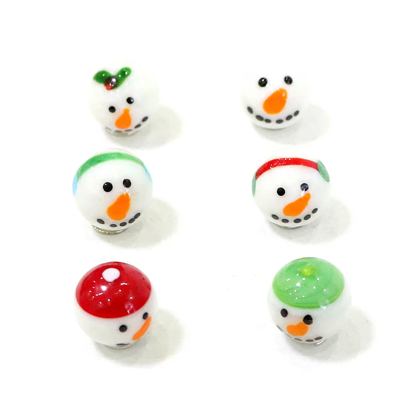 6PCS Cute Snowman Rare Glass Marbles Ball Kid\'s Game Pinball Gifts Xmas New Year Ornaments Garden Outdoor Decor Accessories 16mm