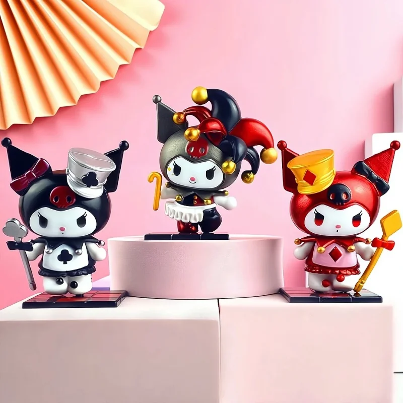 New 8cm Sanrio Kuromi Poker Realm Series Blind Box Trendy Figurines Home Desktop Decor Dolls Collection Model Toy Gift For Kids