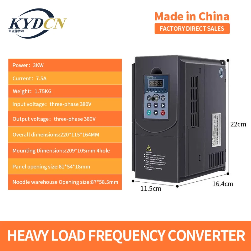 KYDCN 3KW 380V in and out frequency converter 3phase frequency inverter for motor speed controller VFD Speed Control Inverter