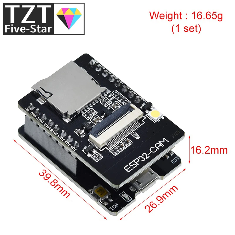 TZT ESP32-CAM-MB WIFI ESP32 CAM Bluetooth Development Board with OV2640 Camera MICRO USB to Serial Port CH340G Nodemcu