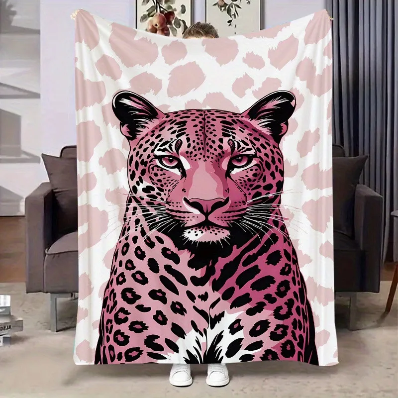 

Розовое одеяло с леопардовым принтом — современный фланелевой плед