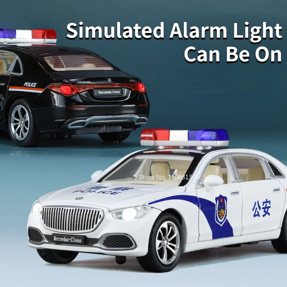 1/32 Scale Alloy Car Model Metal Diecasts S680 Police Car Model with Light Sound Pull Back Function Toy for Boy Collection Gifts