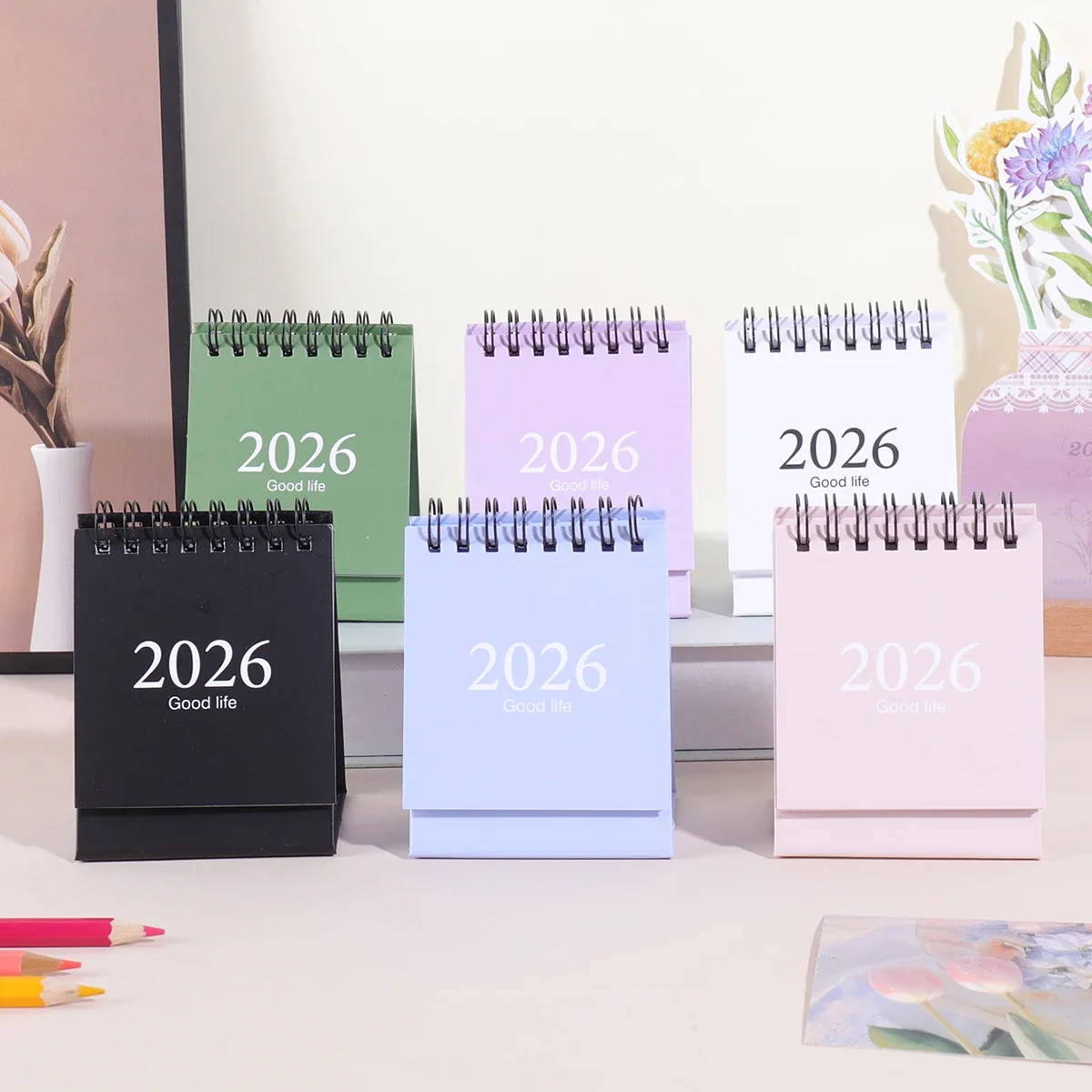 Mini calendrier de bureau pliable créatif 2026, 1 pièce, ornement Portable pour l'école, la salle de classe, le bureau, la maison, décoration essentielle