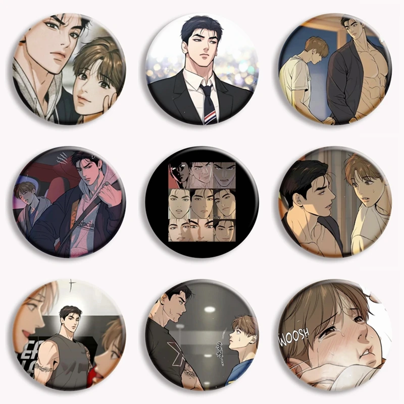 Korean Anime BL Mo zhou Pin Brooch Jindan ZhouZajing Idol Boy Manga Homosexuality Badge For Lover Gift Fans Collect 58mm