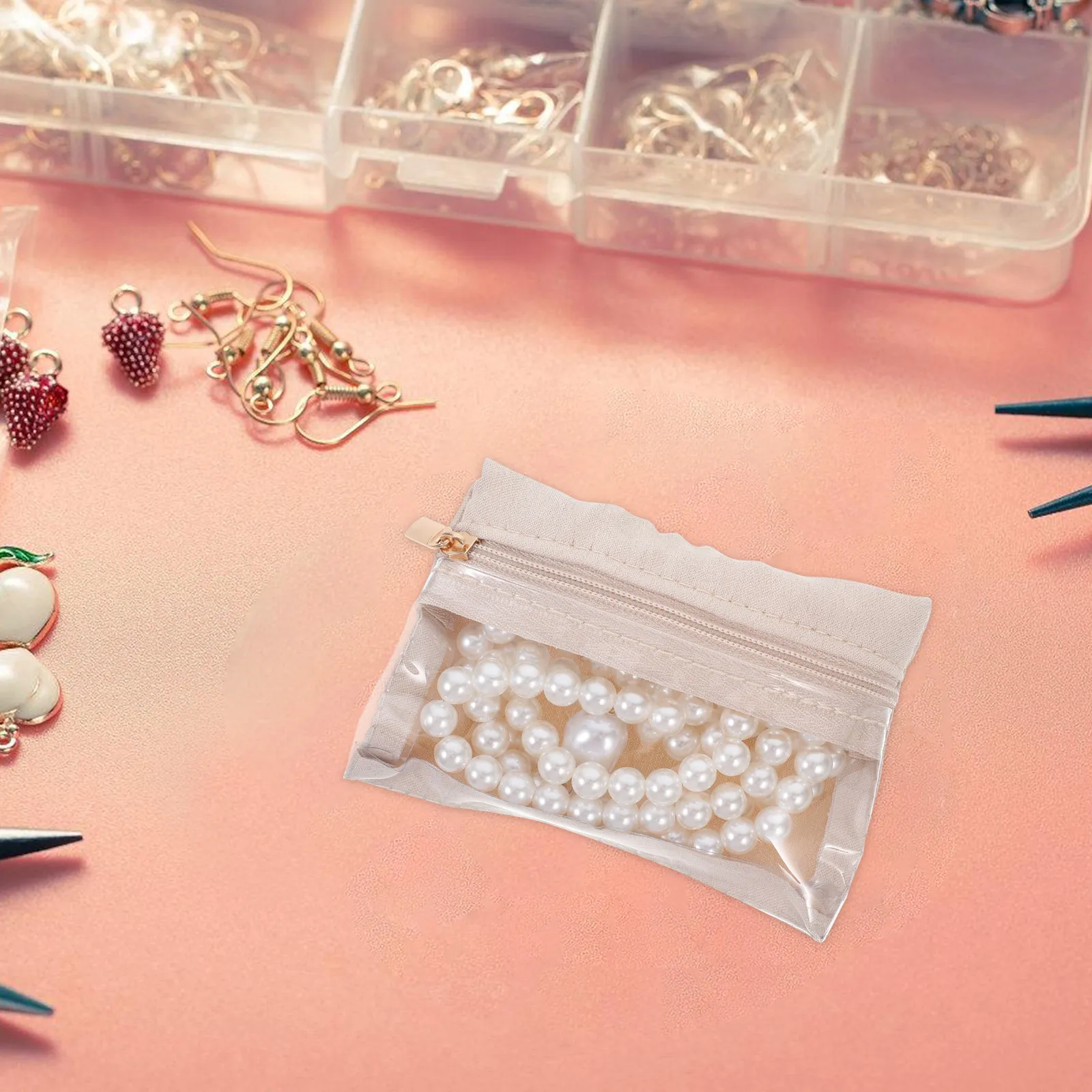 

6Pcs Jewelry Storage Bags Anti Tarnish Thickened Material Jewelry Pouches Portable Organizer Small Clear Zippered Bags Earring