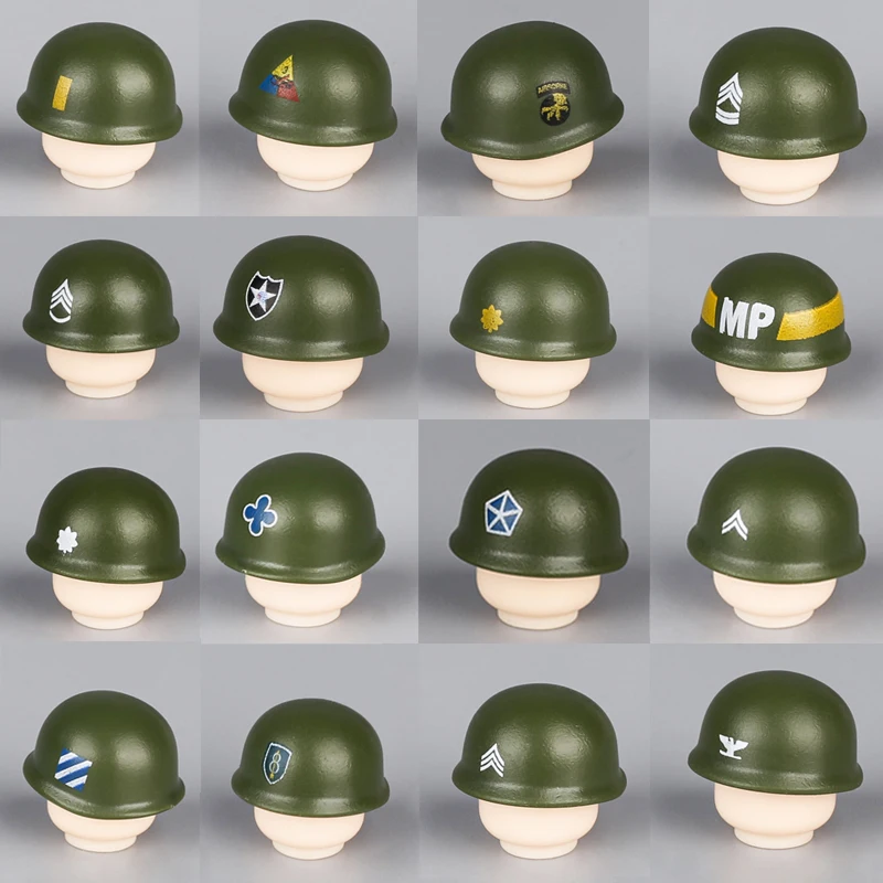 MOC WW2 figurines de soldats casque blocs de construction militaires US soviétique britannique armée allemande guerrier chapeaux accessoires briques jouets pour enfants
