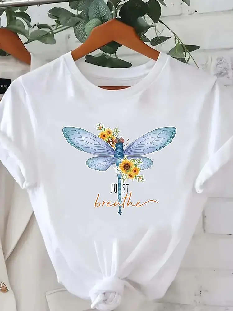 Dulce estilo acuarela ropa de manga corta a la moda para mujer camisetas de moda camisetas informales con cuello redondo