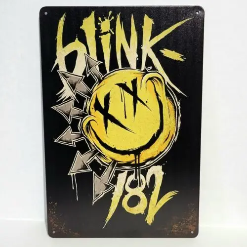 Letreros Metálicos Rústicos Vintage de Blink 182 para Decoración de Garaje o Cuarto de Hombre - Aluminio