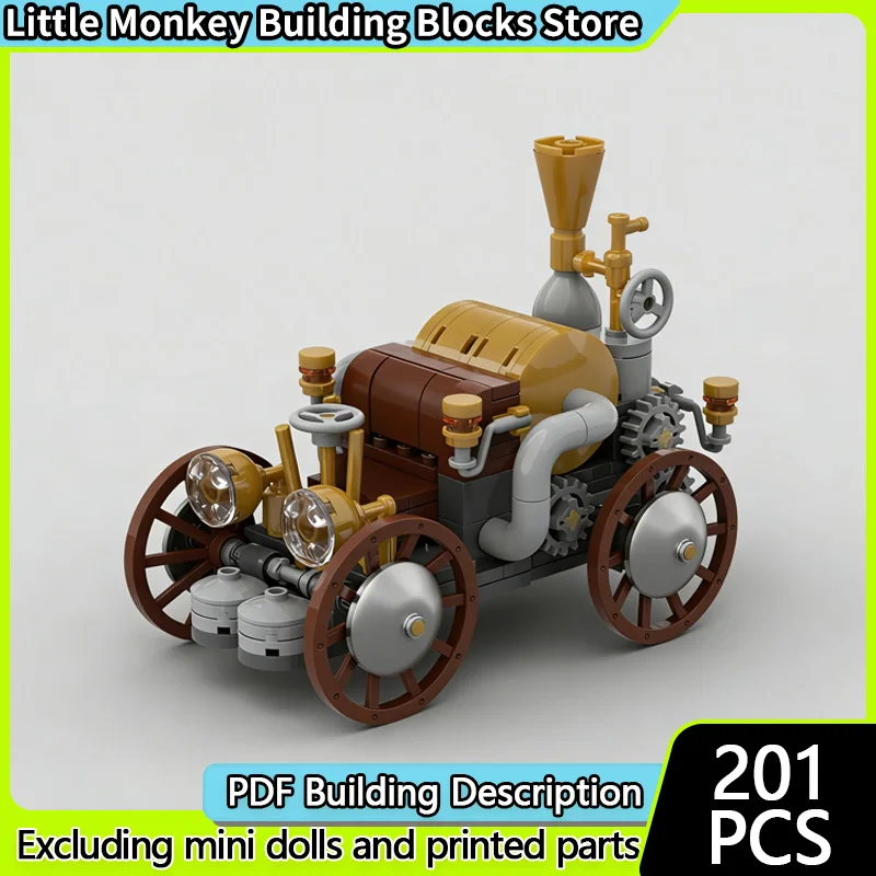 

City Car Model MOC Building Bricks Retro Steampunk Vehicle Modular Technology Children Holiday Gifts Assemble Toys Suit