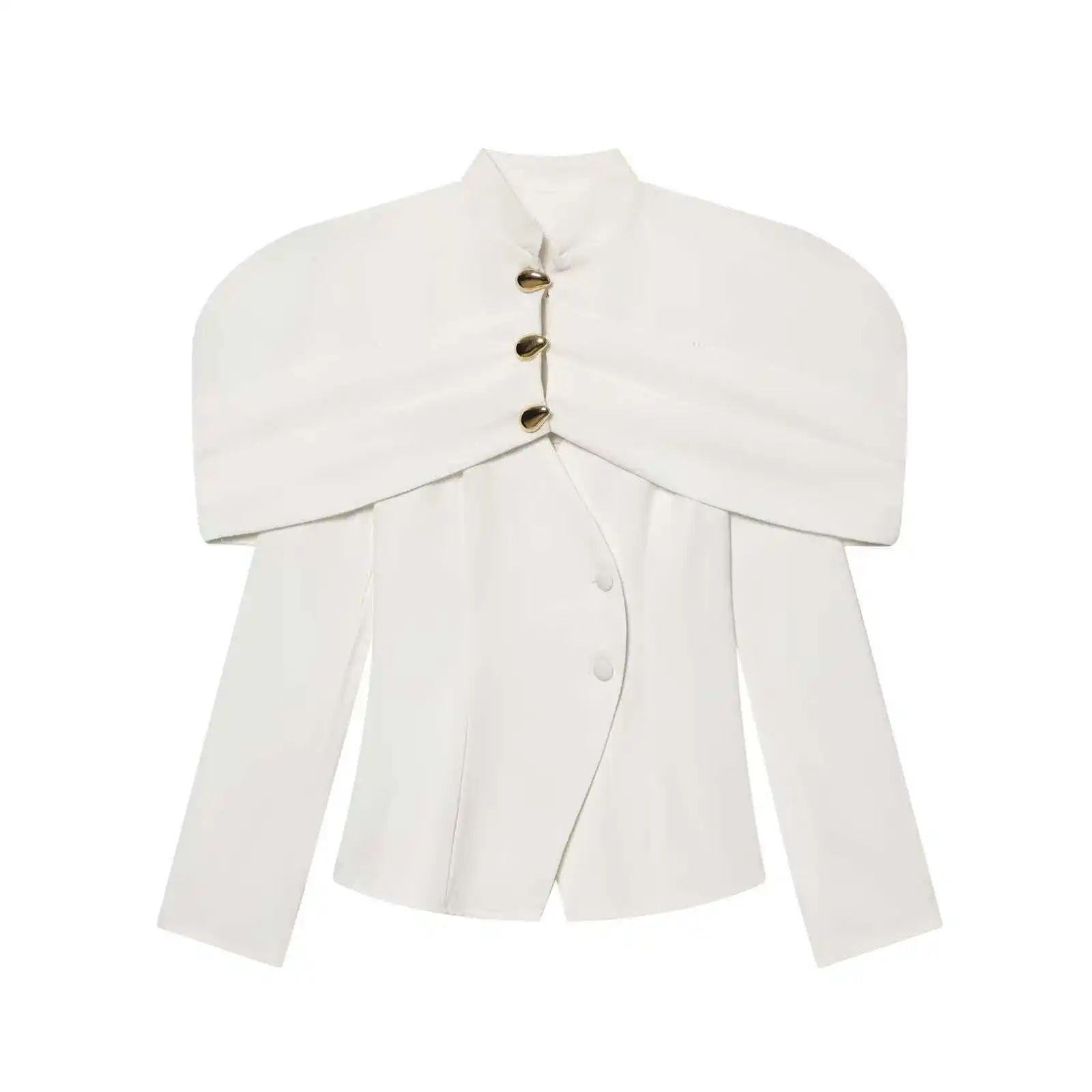 KIDCRKJ 시크 여성용 봄 신상 수트 코트 골드 버튼 패치워크 허리 조절 여성 블레이저 재킷 우아한 출퇴근룩 여성 아우터