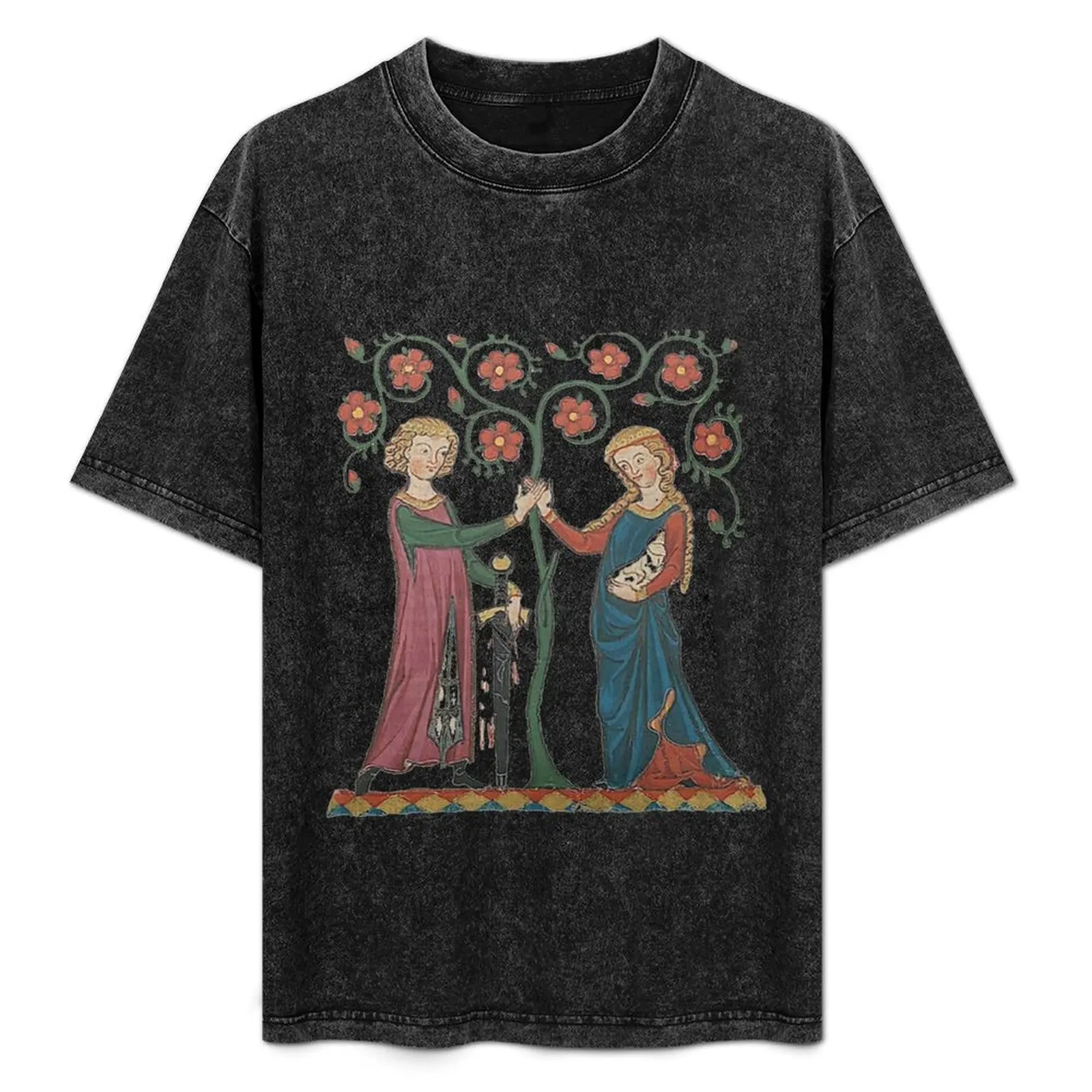 Camiseta medieval para parejas, camiseta informal de trabajo y utilidad, estilo alemán, circa 1250