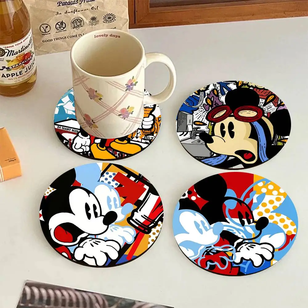 Cartoon M-Mickey Round Wooden Coasters Suitable For Restaura