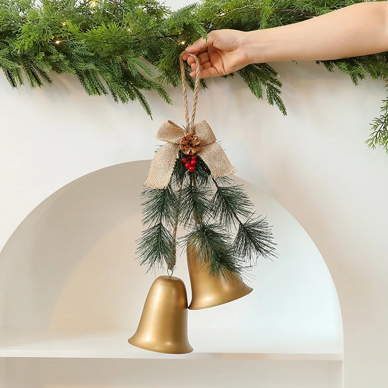 

Внешняя торговля, хит продаж, рождественский колокольчик, украшение, подвеска, рождественское украшение для внутренней стены, сосновая игла, льняной кулон в виде колокольчика