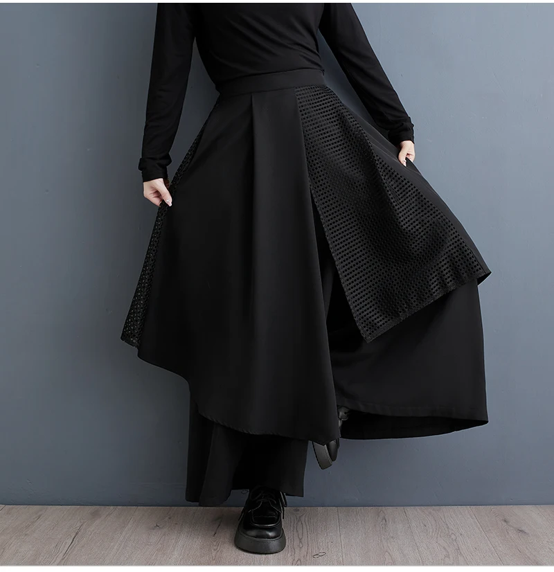 

Vintage Asymmetrical Split Joint Wide Leg Pants Women High Waisted Loose Baggy Pants Ladies Long Black Baggy Pants Trousers