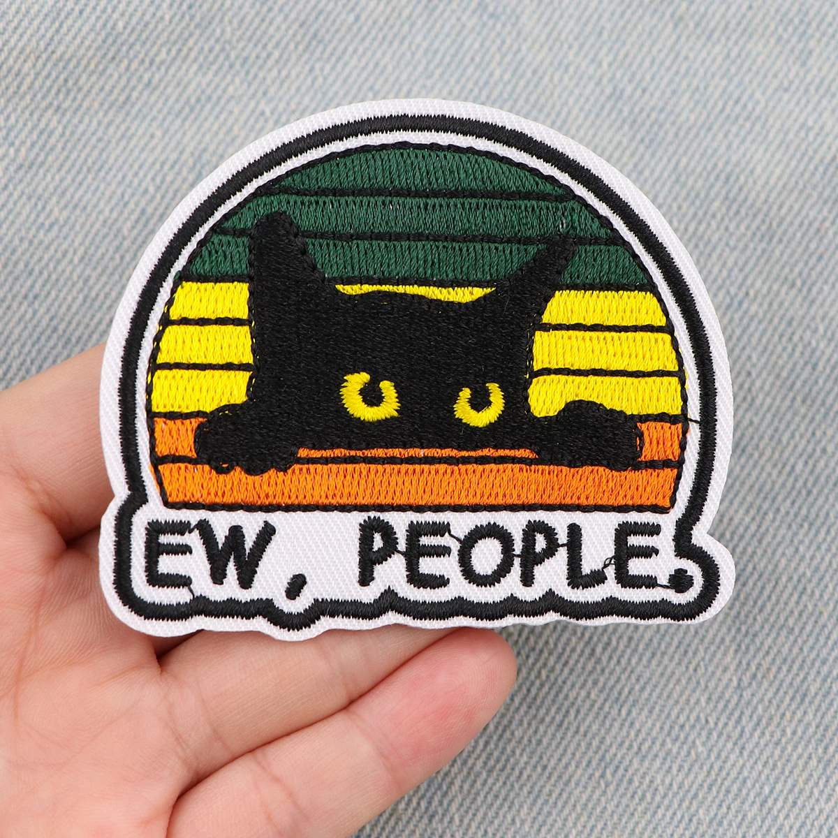 Depression Cat Embroidery Patch Cartoon Iron On Patches For Clothing Animals Patches On Clothes Badges Stickers DIY Accessories