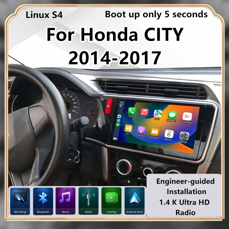 Radio Modify For Honda CITY 2014-2017 Wireless Carplay Car Multimedia Player Upgrade Touch Screen Android Auto Car Play Linux