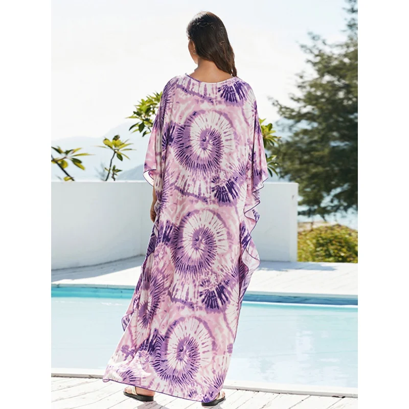 Bedrukte Kaftans Voor Vrouwen Strand Cover Aan Zee Maxi Bohemian Jurken Strandkleding Pareo Badpakken Fabriek Levering Dropshipping