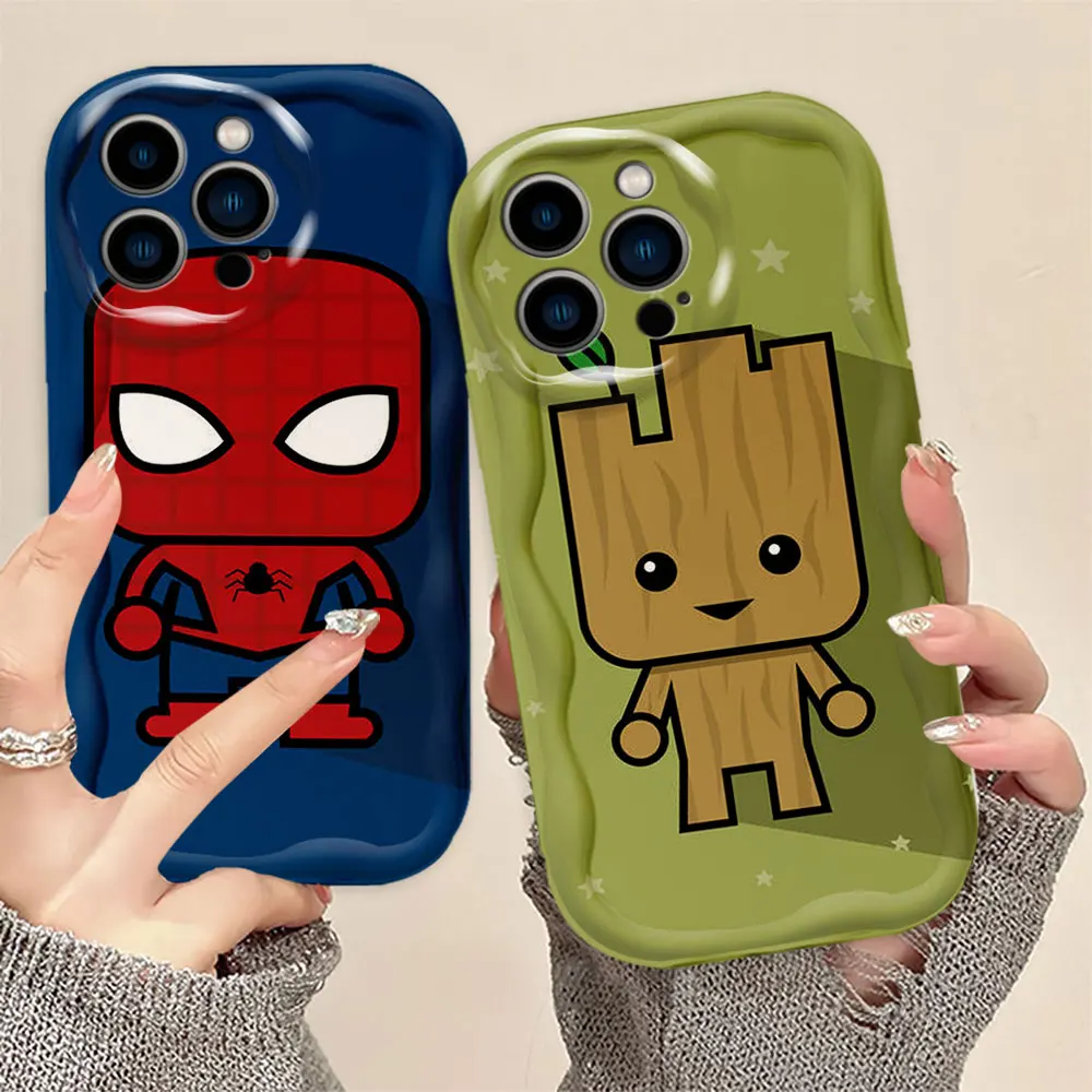 

Avengers Marvel Cartoon Heroes 3D Wave Phone Case For Iphone Apple 15 14 13 12 Mini 11 X XS XR 8 7 SE 6 6S Pro Max Case Funda