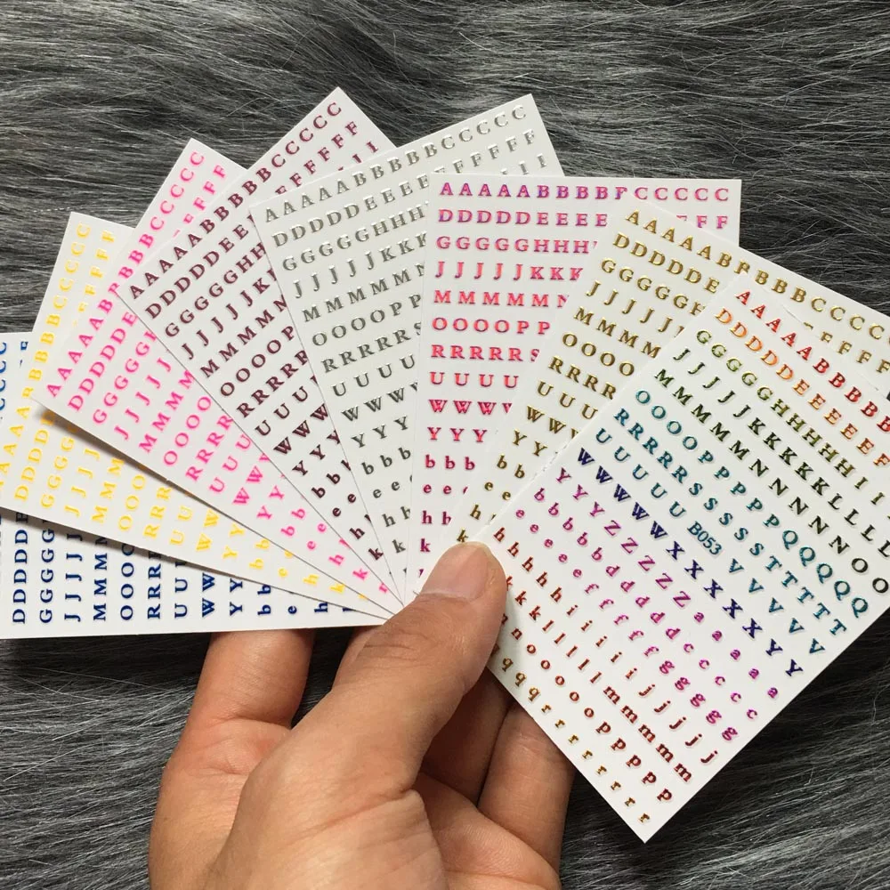 

3D 26 English Alphabet Nail Art Sticker Self-Adhesive Gold/Silver Number Small Letters Decoration Word Tattoos Nail Decals