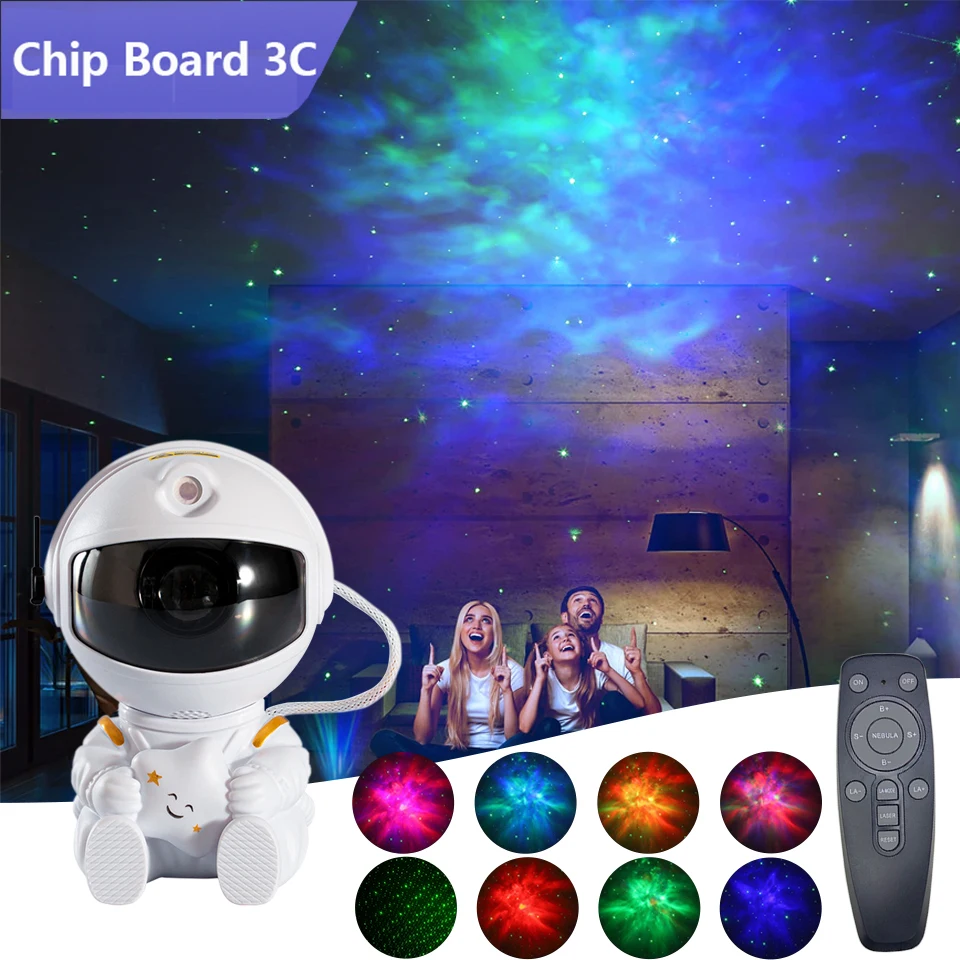 Imagem -03 - Astronauta Galaxy Projetor Night Light Starry Sky Star Usb Decoração do Quarto Led Lâmpada de Controle Remoto Presente de Aniversário da Criança