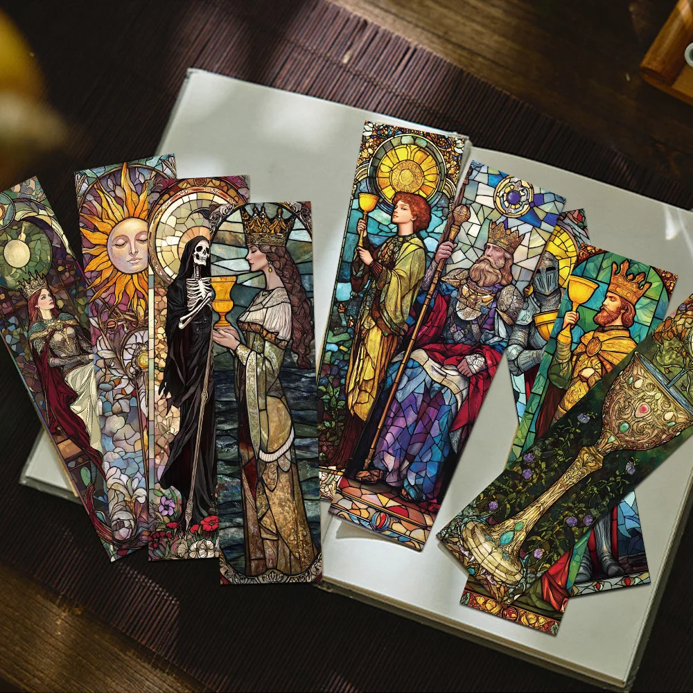 30Pcs Tarot Stained Glass Bookmarks Unique Design Simple Creative Artistic Style Exquisite Craftsmanship Convenient Sticky Note