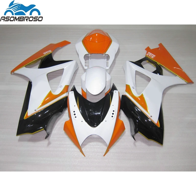 Top selling bodywork Fairing kit for SUZUKI GSXR 1000 2007 2008 black orange white plastic racing gsxr1000 fairings FM37