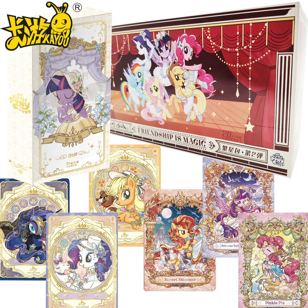 

Оригинальные коллекционные карты KAYOU My Little Pony, ретро креативный дизайн, анимированные персонажи, милые и элегантные портретные карты, подарки