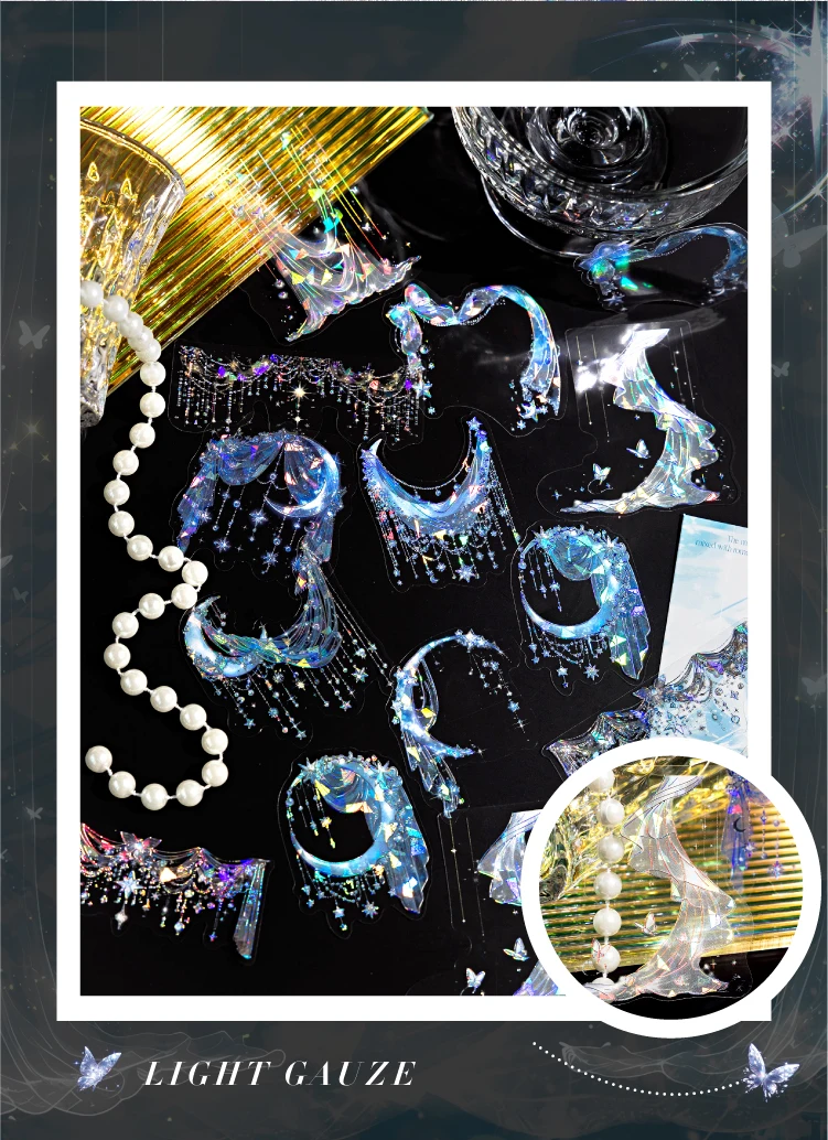 20 Stück 3D Laser Silber PET Aufkleber Pack DIY Scrapbooking Dekor Fotoalbum Kreatives Briefpapier Collage Materialien Aufkleber – Detail 21