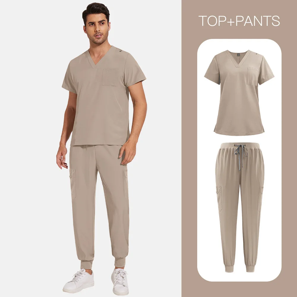 Mannen Medische Scrubs Sets Vrouwen Uniformen Slim Fit Ziekenhuis Verpleegsters Accessoires Tandheelkundige Kliniek Schoonheidssalon Spa Lab Werkkleding Kleding