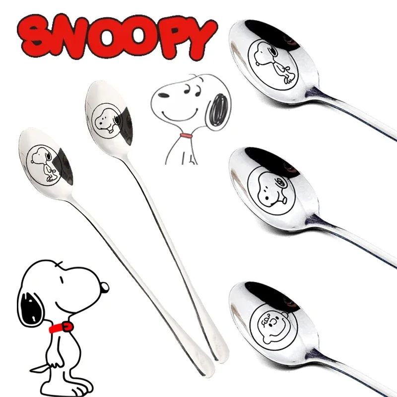 Snoopy Spoon 410 Stainless Steel Coffee Spoon Cartoon Dessert Cake Fruit Spoons Small Snack Scoop Drink Soup Kitchen Accessories