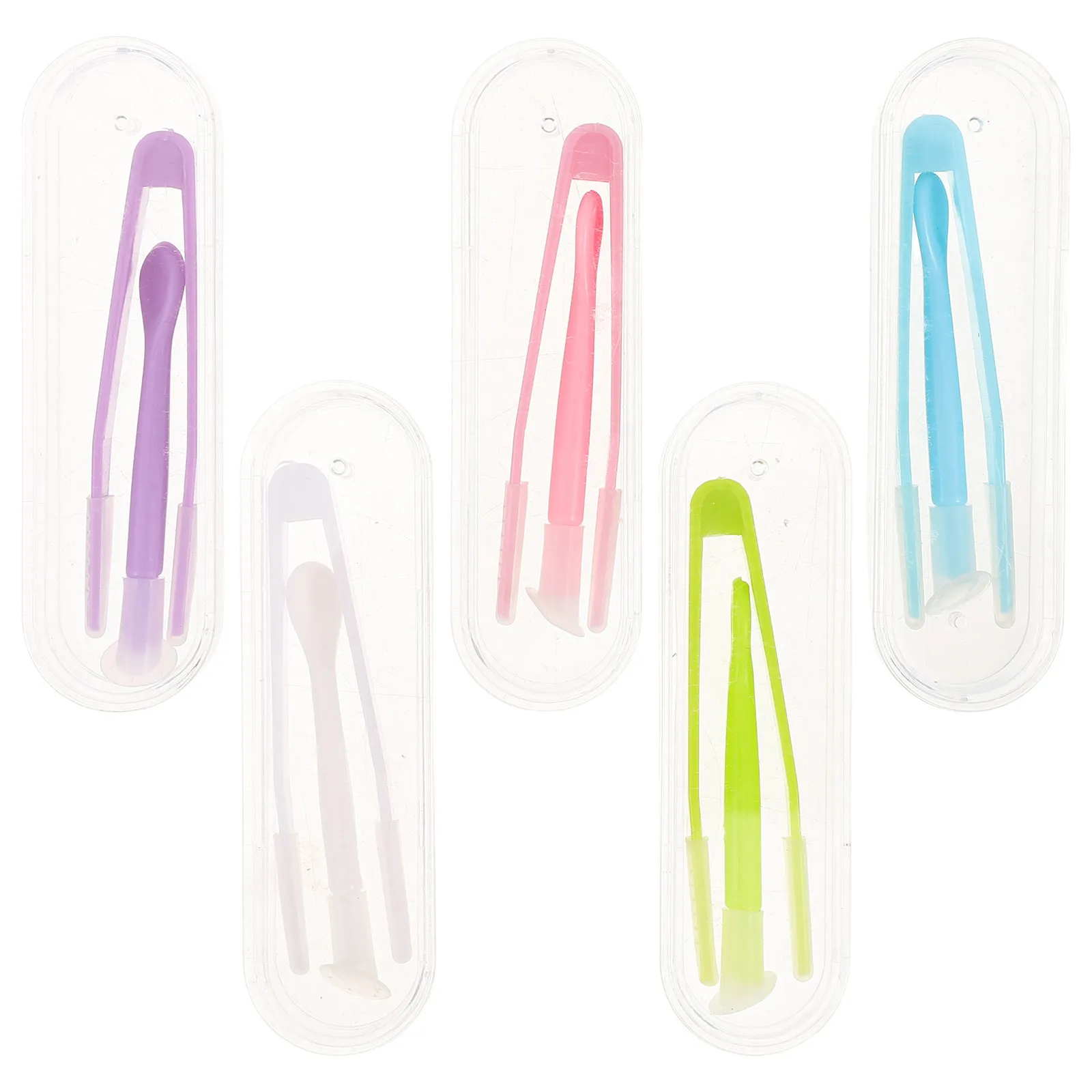 5Pcs Contact Lens Case Portable Travel Leak Proof Storage Kit Soft Tip Tweezer Applicator Remover Tool Set Convenient