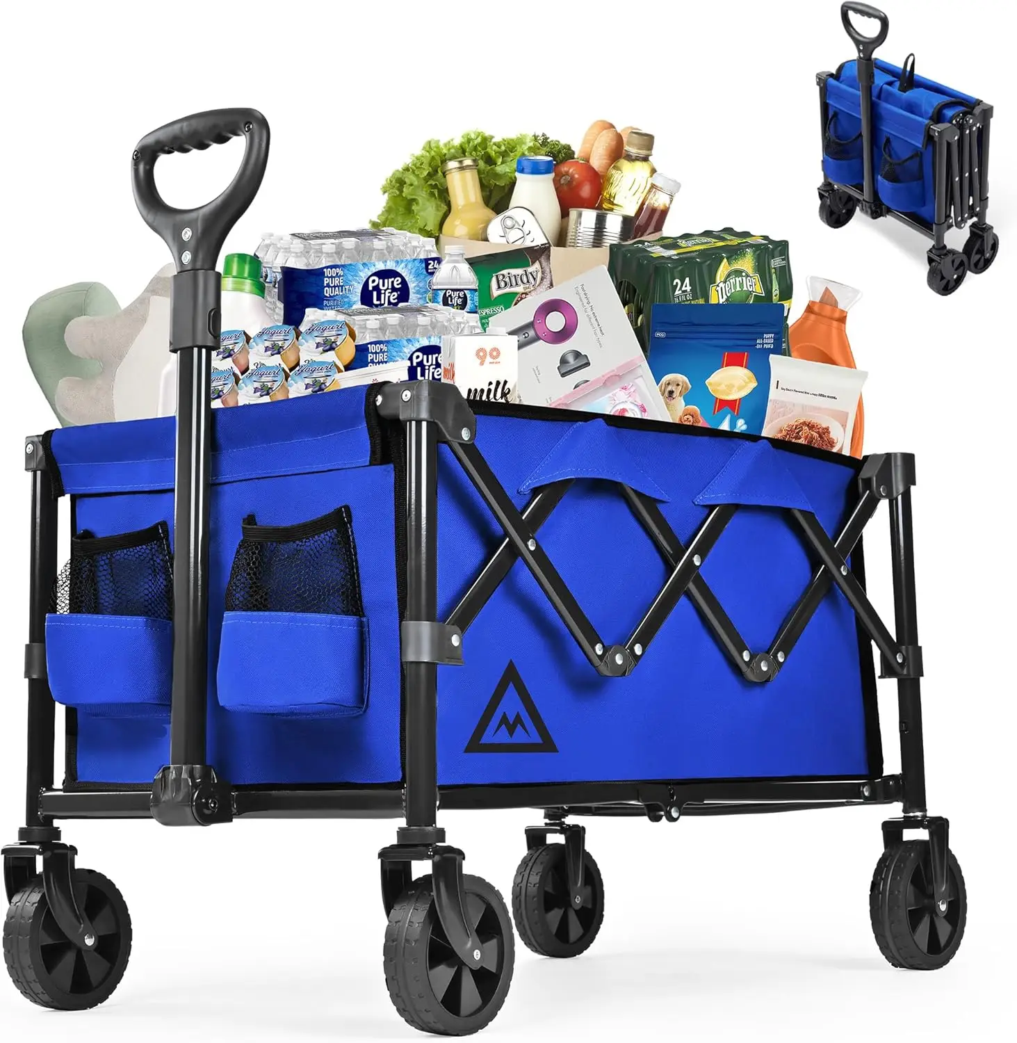 

Wagon Cart Shopping Foldable Folding Collapsible with Wheels Big On Beach Garden Outdoor Grocery Heavy Duty Utility All Terrain