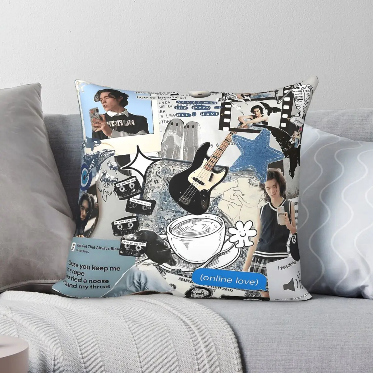 Conan Gray Indie Blue Mood Square Pillowcase Polyester Linen Velvet Creative Zip Decorative Home Cushion Cover 18