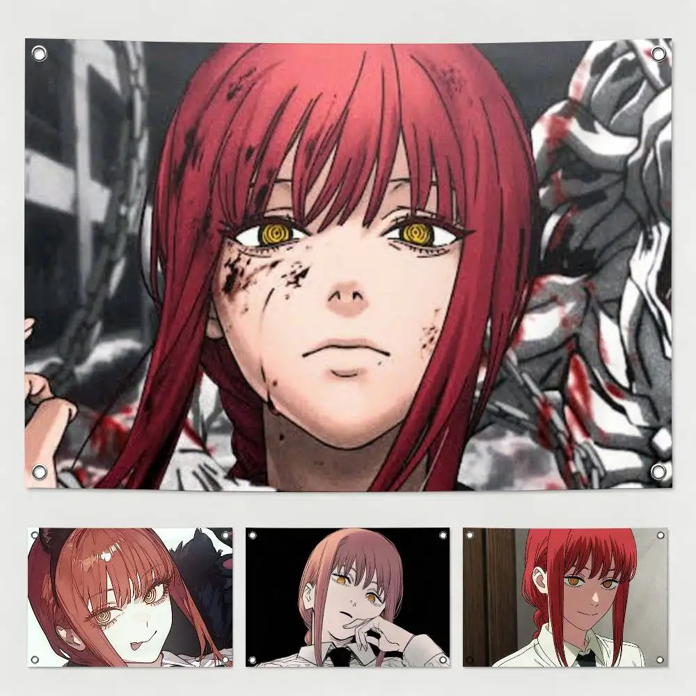 Anime C-Chainsaw Man M-Makima Flags for Bedrooms Home Decor Items Outdoor Decors Garage Decoration Flaga