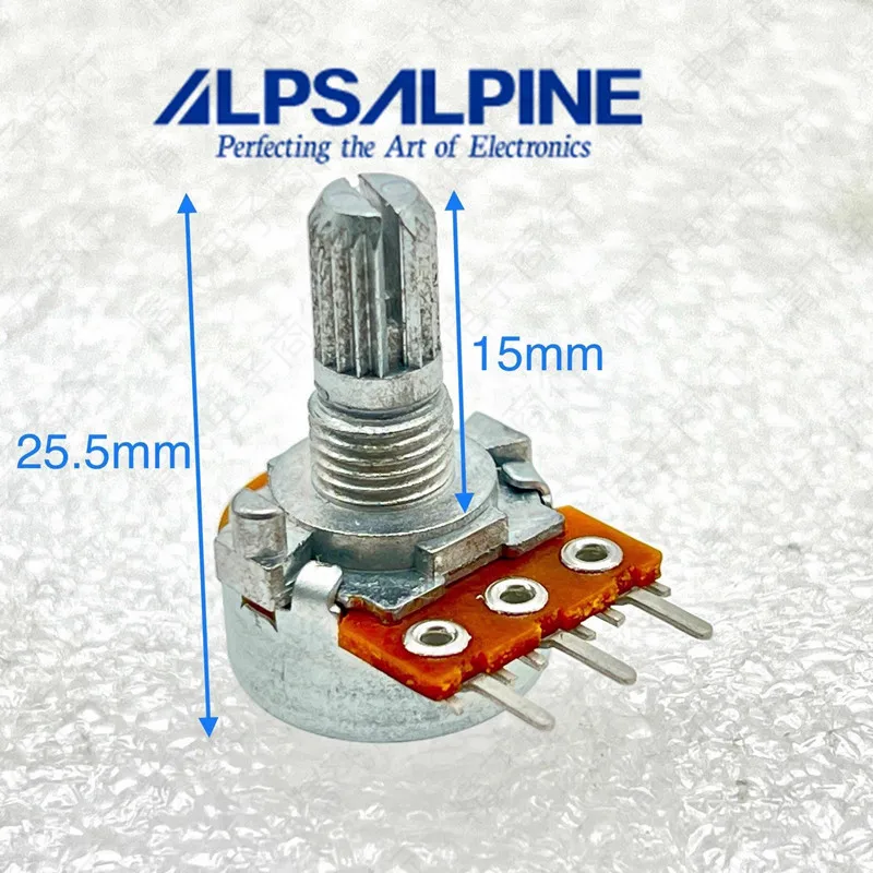 1pcs，Single loop carbon film potentiometer，RK163，20KA，3Pin，The shaft length is 15mm，Audio volume amplifier