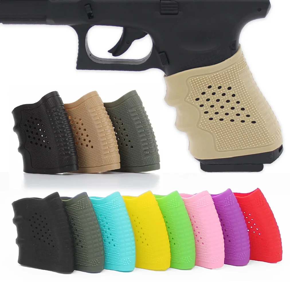 

2Pcs Tactical Pistol Holster Rubber Grip Glove Sleeve Handgun Anti-Slip Protect Sleeve Cover for Glock 17 19 23 Airsoft Hunting
