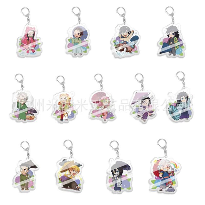 شيطان القاتل كيميتسو نو يابا إنفينيتي القلعة سلسلة مفاتيح مصنوعة من الأكريليك اكسسوارات حقيبة سحر Kochou Shinobu عمل نموذج لجسم اللعب #1