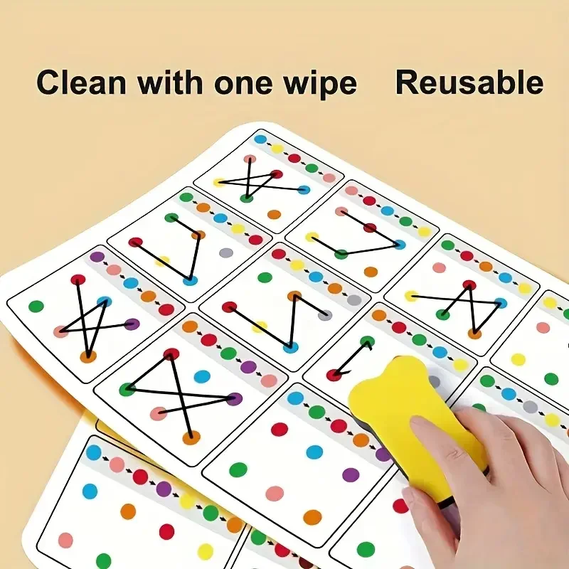 Training Connection Card Visual Tracking Pen Control Training Early Childhood Color and Number Recognition Exercise Book
