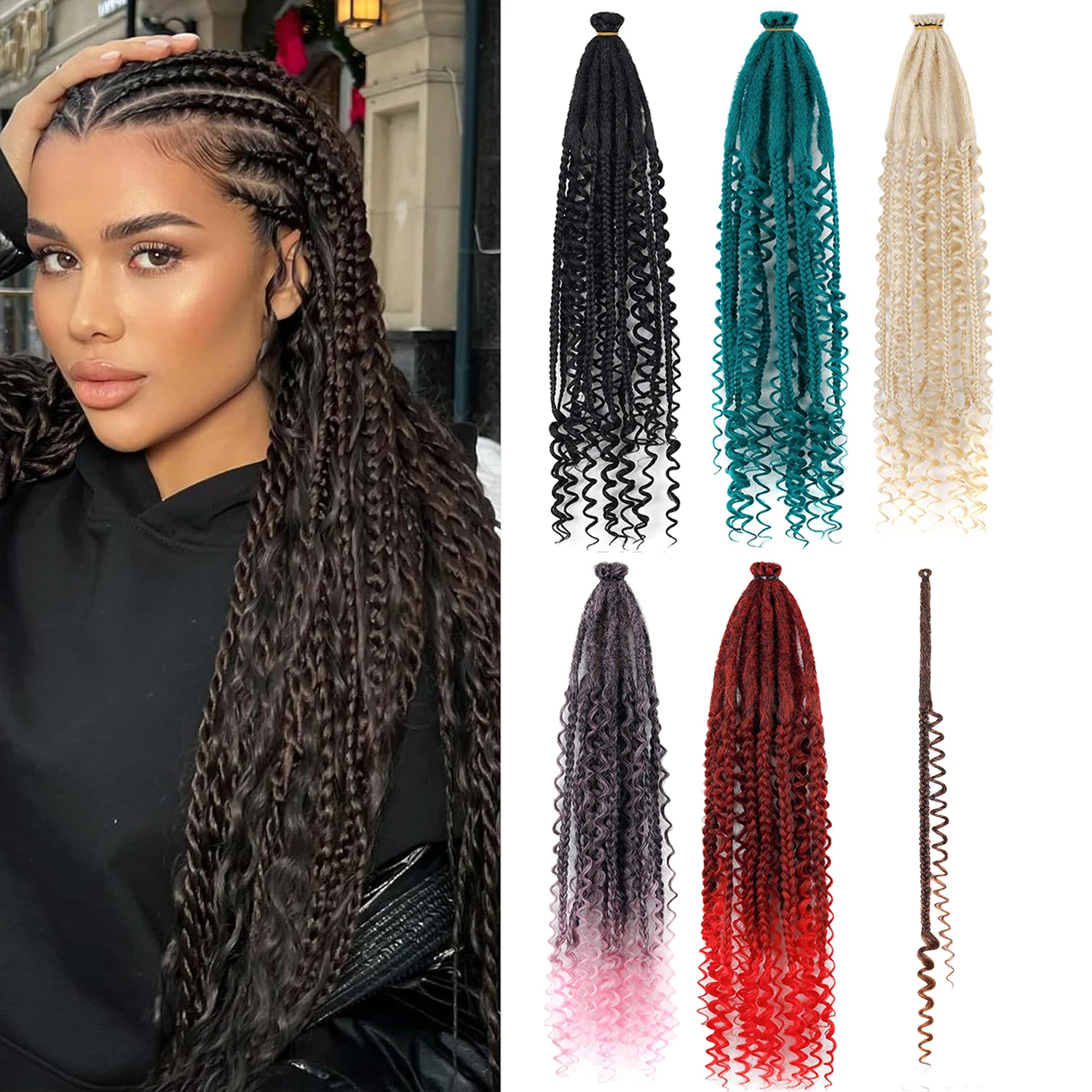 Braids Hair 24Inch Single Dreadlock Extension Reggae Style Faux Locs with Highlight Strands Hand Crocheted Synthetic Dreadlocks