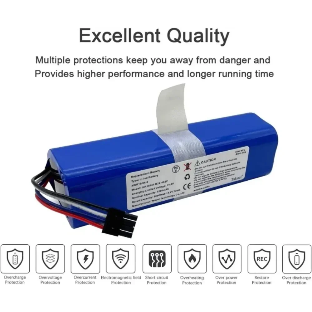 Baterias de substituição para qihoo 360 s9 eufy robovac l70 aspirador robótico peças reposição 14.4v 9800mah 18650 bateria