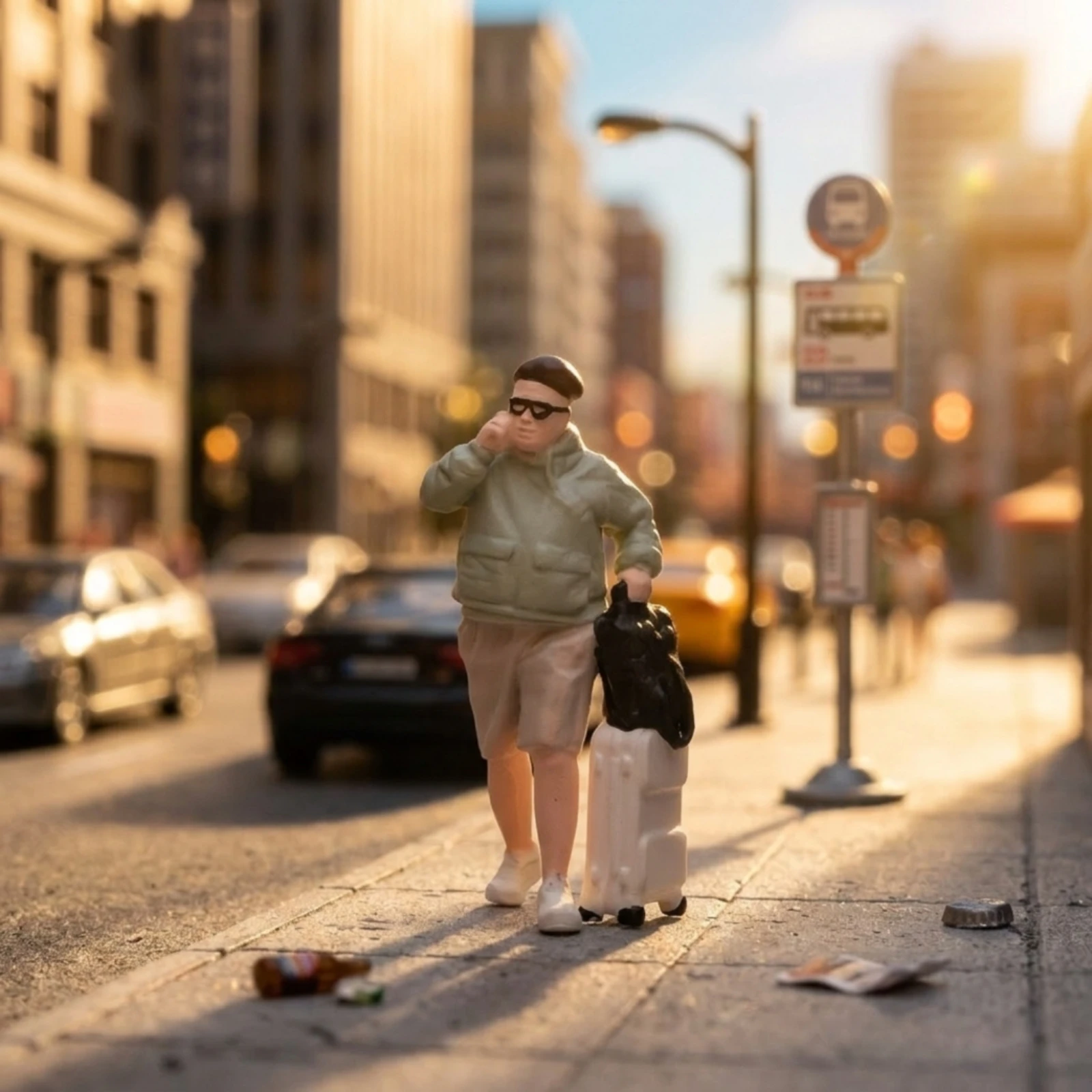Miniature Man with Suitcase 1/64 Scale Passenger Figure Miniature Figurines Detailed People Figurines Realistic for Hobbyists