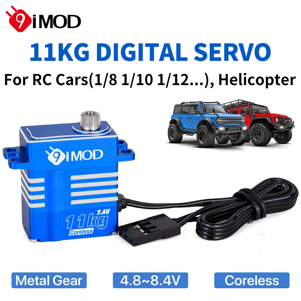 

9IMOD RC Digatal Servo 11KG Coreless Metal Gear Servo 4.8-8.4V for 1/8 1/10 1/12 1/18 RC Car RC Helicopter DIY Accessories
