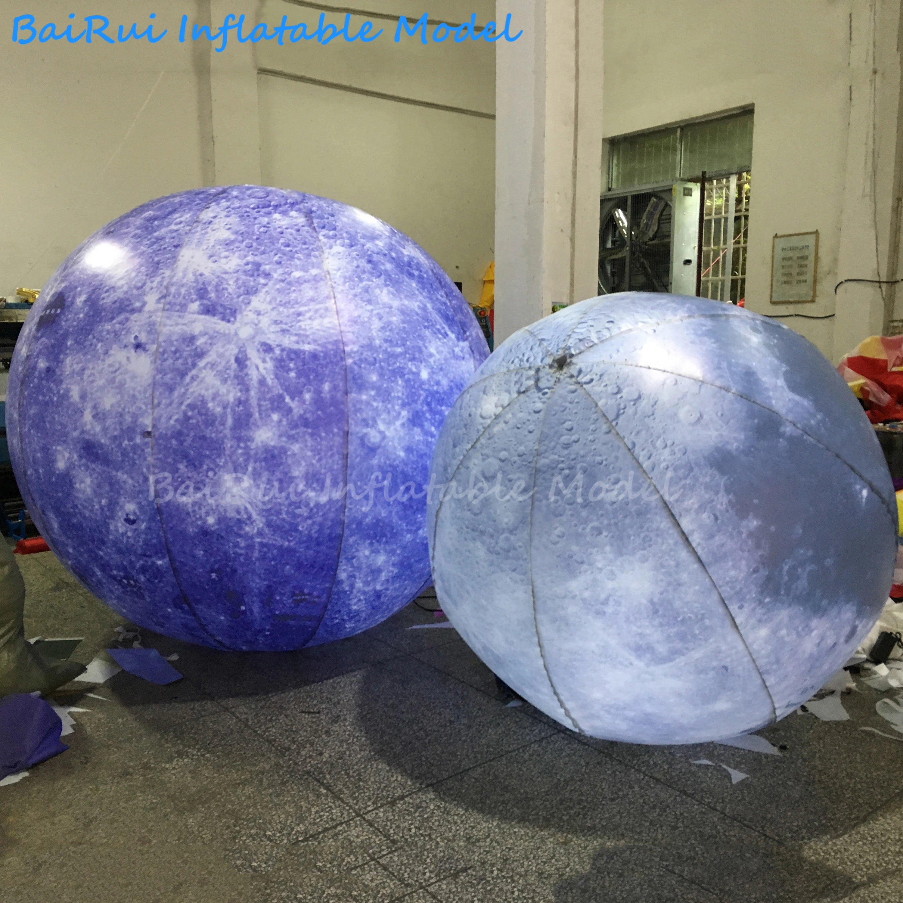 Aufblasbarer Mond mit Weißer LED-Beleuchtung, Luftgeblasener Mond-Planet-Stern für Event-Performance, Bühnendekoration, Requisiten, Nachtclub-Werbung – Detail 1