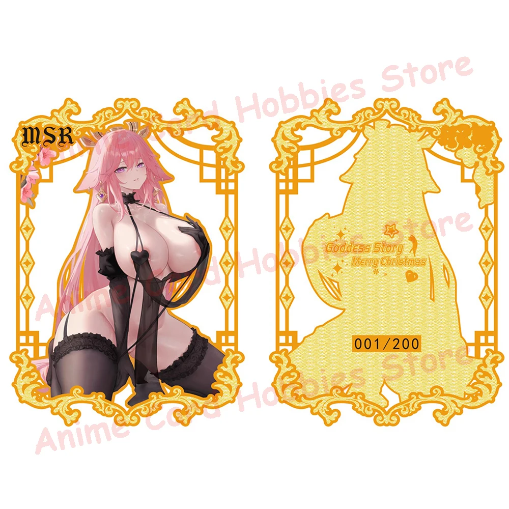 New Goddess Story One Piece Demon Slayer Metal Cards Nami Yor Gorger Makima Rem Power Anime Girl Bikini Metal Card Kids Toy Gift