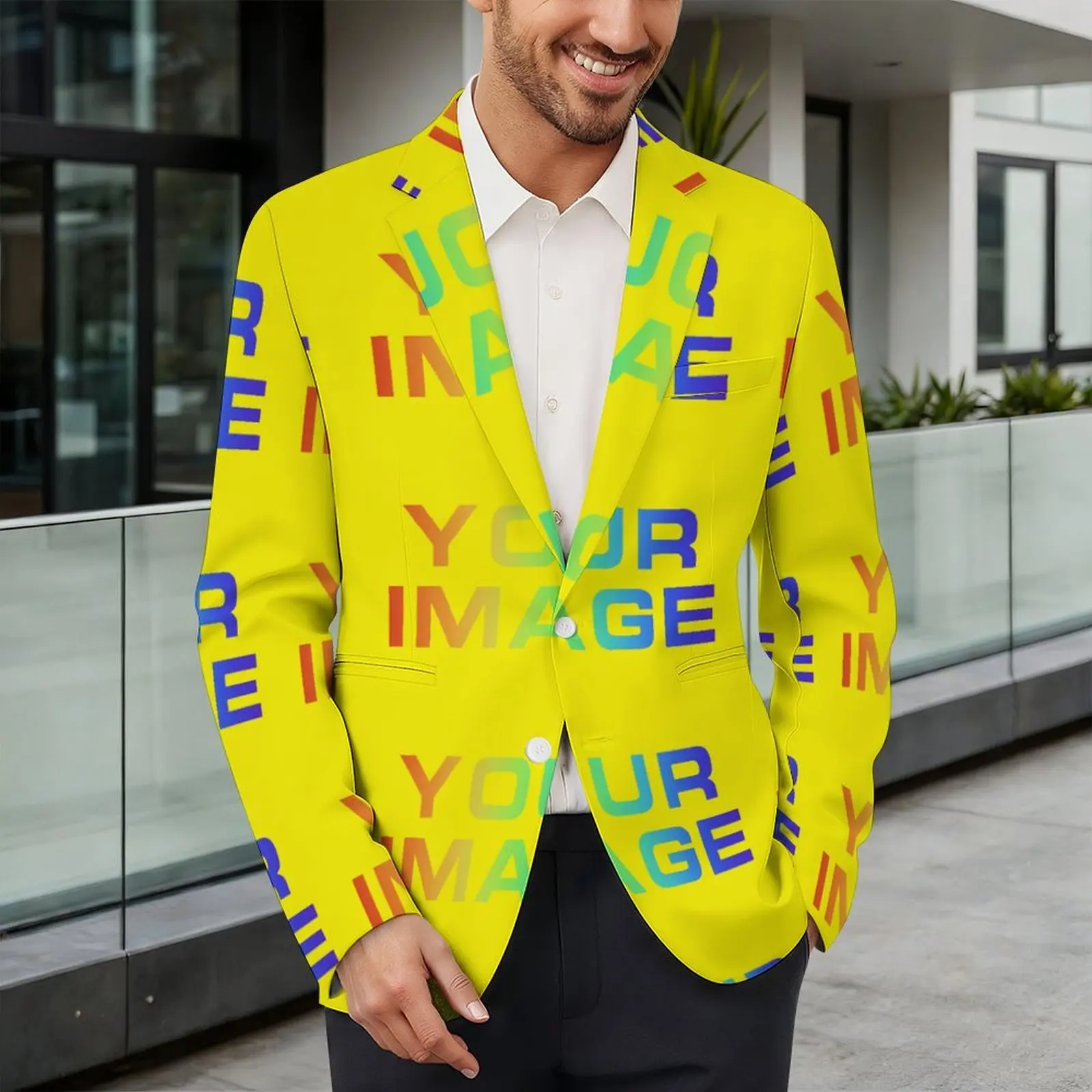 Men's Trendy Leisure Boutique Suit Jacket Autumn Casual Business Slim Fit Non-ironing Button Suit Custom Print On Demand