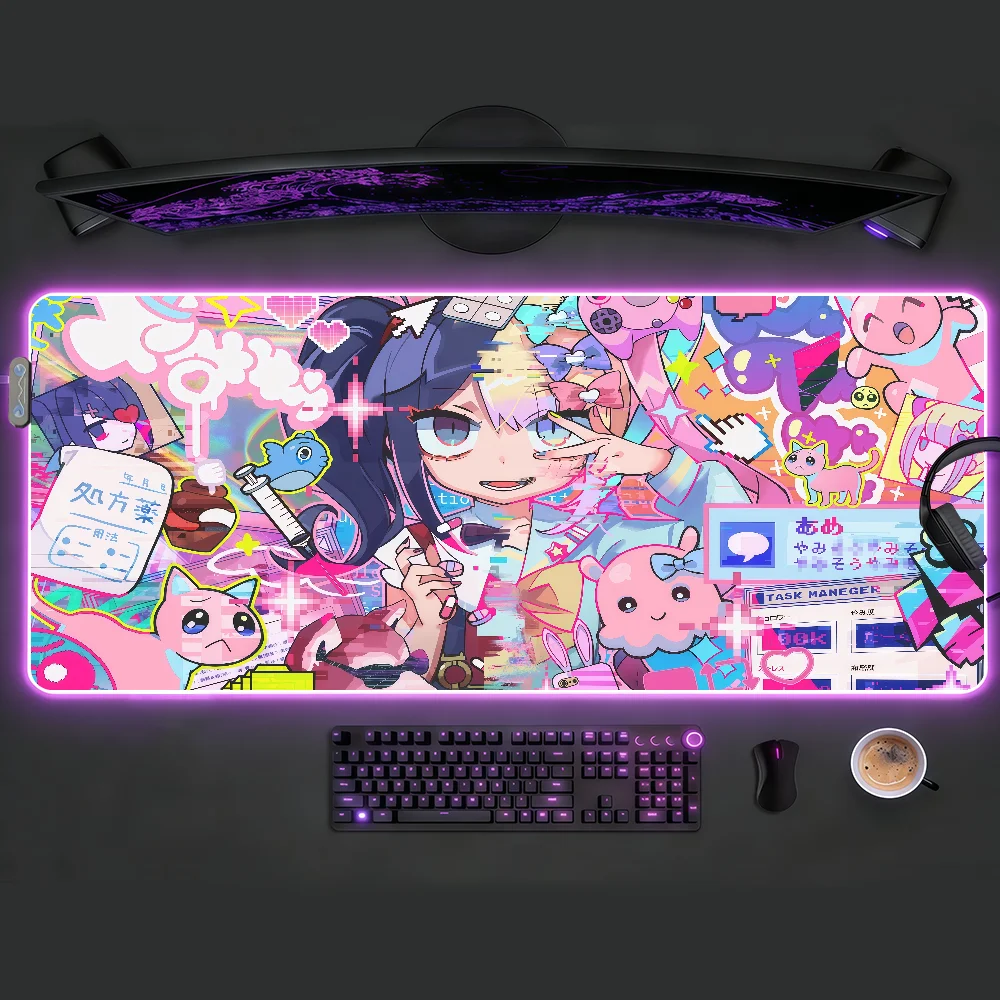Needy Streamer Overload Mouse Pad RGB LED Non-slip Desk Mat Rubber Gaming Accessories Large Computer Office Gamer Keyboard Mat